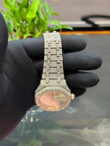 Montre-bracelet en acier inoxydable à quartz, ton or rose de luxe, avec diamants Moissanite VVS améliorés, mouvement mécanique, étanche – Grande Vente - Product Image 5