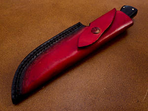 Couteau de chasse en acier Damas personnalisable OEM, manche en cuir noir fait à la main, gaine torsadée, disponible pour - Product Image 5