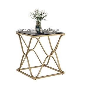 Meilleure vente Table d'appoint de qualité supérieure avec plateau en verre et cadre en métal doré Table d'appoint pour la maison et l'hôtel à bas prix - Product Image 3