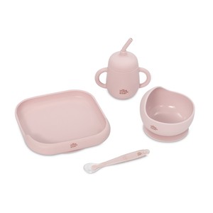 Ensemble de vaisselle en silicone 4 pièces Mod. Maquette rose - pour les bébés de 0 à 12 mois - Product Image 1