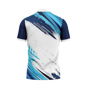 Fabricant de polos OEM ODM T-shirt à motif abstrait bleu pour hommes Vêtements de sport Vêtements de pickleball - Product Image 2