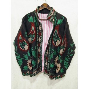 Chaqueta Acolchada Reversible de Algodón Khadi para Mujer - Blazer con Parches y Logotipo Personalizado Tallas XXL y XL Otoño Invierno - Product Image 1