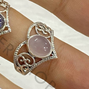 Anillo Fino de Plata de Ley 925 con Gema Ovalada de Plata, Accesorios de Joyería, Joyería Hecha a Mano de Alta Calidad al por Mayor - Product Image 3