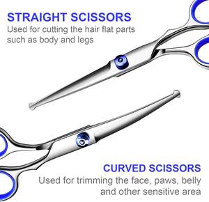Kit de ciseaux de toilettage professionnel pour chien, ciseaux pour chien revêtus de titane pour le toilettage, kit de cisailles de toilettage 5 en 1 pour chiens chat animal de compagnie - Product Image 2