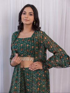 Top corto de Georgette para adultos de verano, bordado a mano, diseño de hoja perenne, ropa ocasional para ropa fabricada India pakistaní - Product Image 3