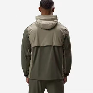 ชุดออกกำลังกายในยิมของผู้ชายชุดออกกำลังกายผ้าไนลอนแบบแห้งเร็วพร้อมฮู้ดปรับได้และโลโก้ชุดวอร์มสำหรับฤดูใบไม้ผลิและฤดูหนาว - Product Image 6