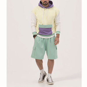 เสื้อฮู้ดดี้ผู้ชายทรงบ็อกซี่ แขนยาว ผ้าเทอร์รี่คุณภาพสูง มีเชือกผูก ทรงโอเวอร์ไซส์ ตัดสี ผ้าฝ้าย - Product Image 4