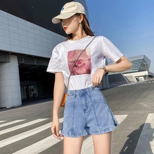 Camiseta de Mujer de Manga Corta con Estampado Informal Transpirable Multicolor, Spandex/Algodón, Ecológica, Precio Bajo, Mejor Calidad, Exportación - Product Image 3