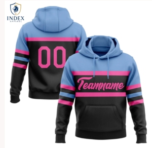 Sudadera con Capucha para Hombre Index Apparel, Personalizable con Nombre de Equipo 00, Rosa, Negro, Azul, Estampado Sublimado a Rayas, Ropa Casual de Otoño - Product Image 1