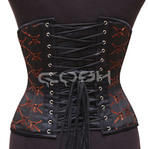 Compre Ahora Nuestro Corsé de Brocado Negro Premium con Diseño de Calavera Naranja | |   Edición Gótica Exclusiva de Cosh Corsets - Product Image 6