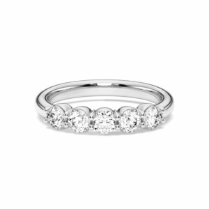 Anillo de Bodas de media eternidad de 1,00 quilates de moissanita de corte redondo de moissanita para mujer en Juego de puntas de platino - Product Image 1