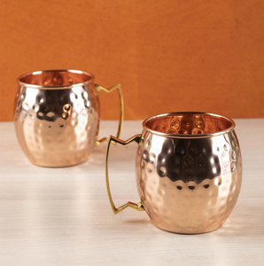 100% tasse en cuivre personnalisé en cuivre massif fête tasses ensemble bière jus shakes tasses verres en cuivre avec poignée en laiton - Product Image 1