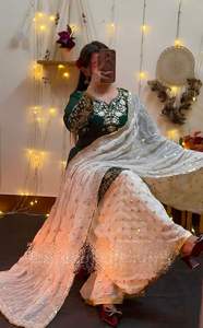 Precioso Traje de Seda Sintética Gorgette con Pantalones Palazzo y Dupatta para Kurti de Mujer, en Existencia, Hecho en India, Precio Bajo - Product Image 4