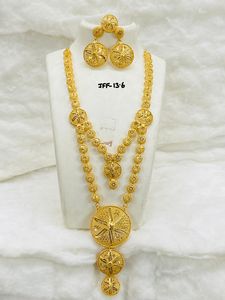 ชุดสร้อยคอเครื่องประดับแฟชั่นสไตล์วินเทจดูไบ24K ชุดต่างหูกำไลเข็มกลัดวัสดุทองแดงสำหรับบัลแกเรีย - Product Image 3