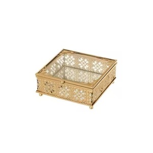 Moderna Caja de Almacenamiento de Vidrio con Marco de Metal Dorado para Decoración del Hogar, Vitrina para Espejo - Product Image 6