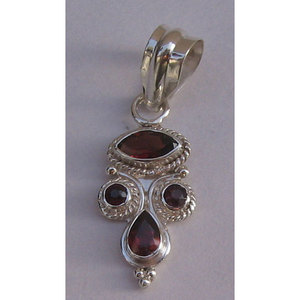 Handmade 925 Sterling Silver Shah Gems Natural <b>Garnet</b> Pendant with Bezel Setting Religious Charm for Women - Product Image 1