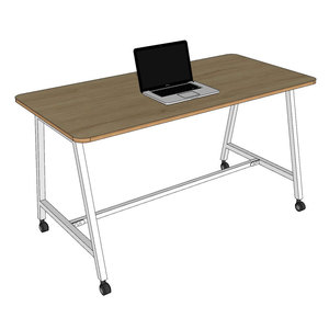 Bureau mobile au design minimaliste FOS 140x70cm en bois mélaminé avec pieds en fer, mobilier de bureau - Système FOS003 - Product Image 5
