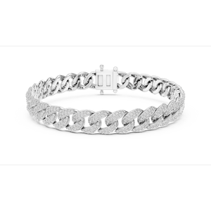 Pulsera de Cadena de Eslabones con Moissanita Redonda Pacho Pave, Plata de Ley 925, Joyería Hip Hop India - Product Image 5