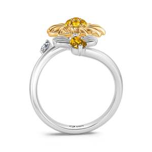 Anillo Giratorio de Plata de Ley con Diseño de Abeja y Girasol, Jeulia Rhythm of Life, con Circonita - Product Image 2