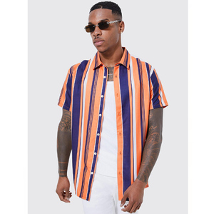Estilo caliente Nueva promoción Ropa de hombre personalizada OEM Cuello extendido Camisa informal de rayas verticales Mejor precio Fabricación al por mayor - Product Image 1