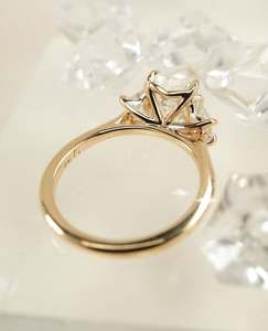 12x8mm <b>Emerald</b> Cut White CZ Engagement <b>Ring</b> Three Stone Gold <b>Band</b> Classic Bridal Jewelry - Product Image 2