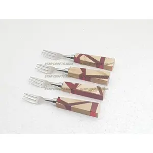 Royal design Stainless Steel Silver Finished Cutlery Handmade New Shape Resin Handmade Handle Cutlery Set