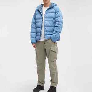 2025 OEM Invierno Azul logotipo personalizado frente 100% poliéster a prueba de viento cremallera hombres chaqueta acolchada con capucha - Product Image 5