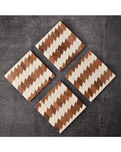 MUGHALCRAFTS <b>Coasters</b> Set 4 Square Zig-Zag Wood Resin Kitchen Space Sublimation Pattern Ceramic <b>Marble</b> Design Blanks Home Use - Product Image 3