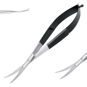 Outil de beauté incurvé en acier inoxydable à manche en céramique de haute qualité ciseaux de manucure multicolores cuticule pointue printemps peau morte - Product Image 3