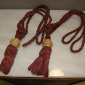 ผ้าม่านคู่หรูหราขนาดใหญ่มีพู่ห้อยผ้าฝ้ายไม้ผูกด้านหลังเป็นพู่ - Product Image 2