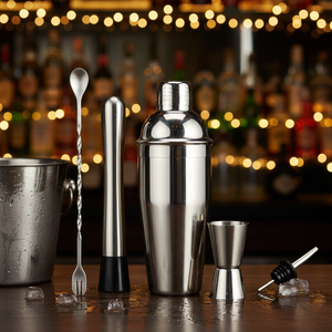 Set da Bar all'Ingrosso in Acciaio Inox con Shaker per Cocktail, Jigger, Cucchiaio e Pestello - Product Image 2