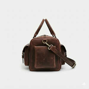 Bolsa de Viaje de Cuero de Búfalo de Grano Completo, Estilo Casual de Lujo, Color Chocolate, 20 Pulgadas, Grande, para Gimnasio, Fitness, Portátil, con Forro de Poliéster - Product Image 1