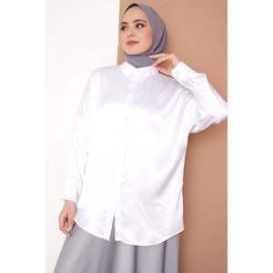 Camisa manga murciélago satinada blanca - Product Image 1