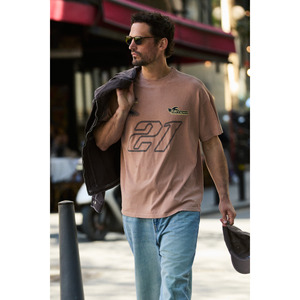 T-shirt classique pour homme GRIMELANGE SPIEZ en coton biologique 100% avec détails lavés et imprimés - Product Image 4