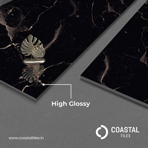 Carreau de sol poli et émaillé de couleur or brun brillant de 600x1200mm Carreaux de sol aspect marbre pour les salons - Product Image 2