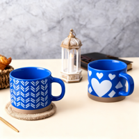 Mug à café en céramique peint à la main de haute qualité avec bord coloré Vaisselle promotionnelle pour cadeaux Tasses en céramique
