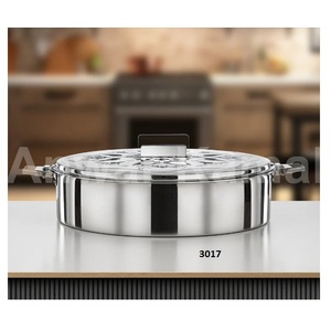 <b>Silver</b> Stainless Steel Round Hot <b>Pot</b> Dish With Lid Modern Design Dish For Home Hotel Restaurant & Dining Decor - Product Image 5