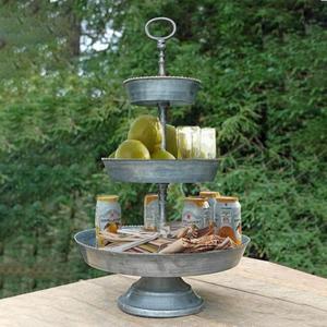 Nouveau plateau de service galvanisé à 3 niveaux de qualité supérieure pour l'artisanat indien avec forme et taille personnalisées pour les rassemblements en plein air - Product Image 1