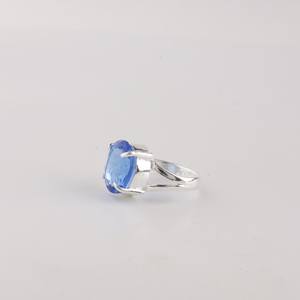 Bague de fiançailles en argent sterling avec tanzanite taille ovale, faite à la main, style Art déco, pierre précieuse certifiée IGI, bijou élégant, cadeau pour femme - Product Image 3