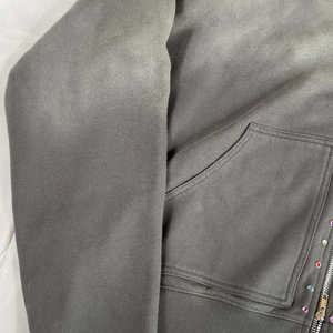 Venta al por mayor personalizado Rhinestone cordón hombres Sudadera con capucha 100% algodón francés Terry chándal invierno con capucha Vintage lavado ácido desgastado - Product Image 4