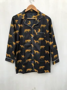 ชุดนอนแขนยาวผ้าฝ้ายพิมพ์ลายดอกไม้สำหรับใส่ในฤดูร้อน - Product Image 3