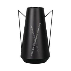 Vase à fleurs en fer noir à facettes de conception côtière moderne avec poignées pour mariage, maison, bureau, événement Design d'intérieur pour décoration d'accent - Product Image 4