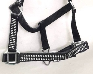 Vente en gros de harnais de course de chevaux de haute qualité, rênes en nylon rembourrées souples avec licous en PP imprimé rose noir vert - Product Image 4