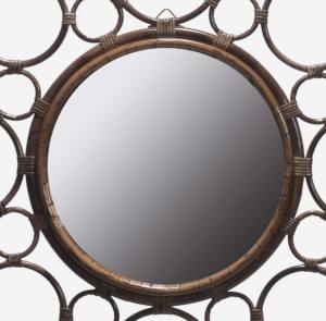 Vente en gros de miroirs muraux à cadre en bois éclairé de haute qualité Design traditionnel Brun clair pour l'intérieur de la maison Emballage facile en osier - Product Image 3