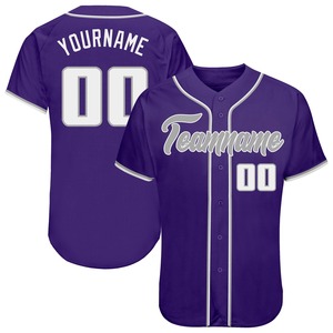 Camiseta de béisbol auténtica blanca-gris púrpura personalizada ropa de equipo personalizada más vendida - Product Image 1