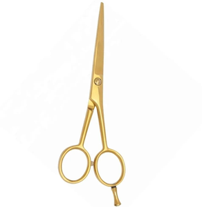 Wholesale 7-Inch Gold Plated Barber <b>Scissors</b> Stainless Steel <b>Hair</b> Cutting Straight <b>Thinning</b> <b>Scissors</b> with Sharp Blade Tip - Product Image 4