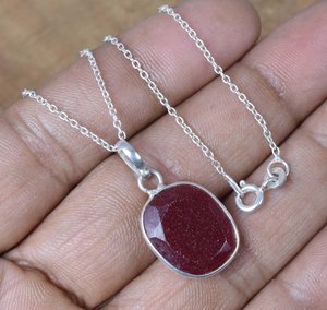 Pendentif en rubis, argent sterling 925, fait à la main, pierre précieuse ovale, bijoux pour femmes, collier élégant, cadeau - Product Image 6