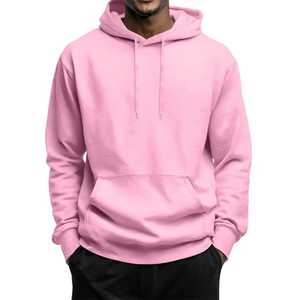 Regular Fit Hooded Sweatshirt Men Lightweight Autumn Solid Streetwear <b>Fleece</b> Pullover <b>Sweater</b> with Pockets - Product Image 3