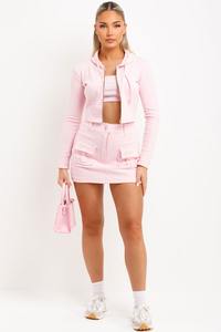 Moda elegante moda Color Rosa algodón poliéster sólido liso cremallera Crop Hoodie mujer Material personalizado cremallera Crop Hoodie - Product Image 4