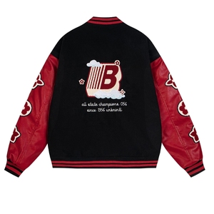 Chaqueta de Invierno con Bordado de Letras de Hip-Hop y Estampado de Flocado para Hombre, Chaquetas de Béisbol Personalizadas de Alta Calidad para Hombre - Product Image 2